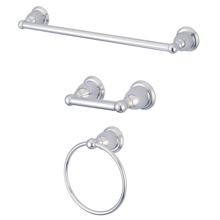 Kingston Brass Heritage 3-Piece Bathroom Accessory Set, Chrome BAK175248C